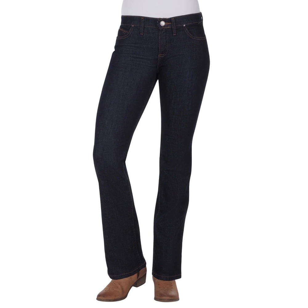 NWT Wrangler Q-Baby Ultimate‎ Riding Jeans Women 34 Blue Bootcut Mid Rise 34x34